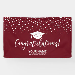 Lona Felicitaciones de graduación con confeti rojo gran