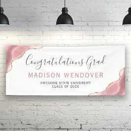 Lona Felicitaciones de graduación de ágata dorada rosa