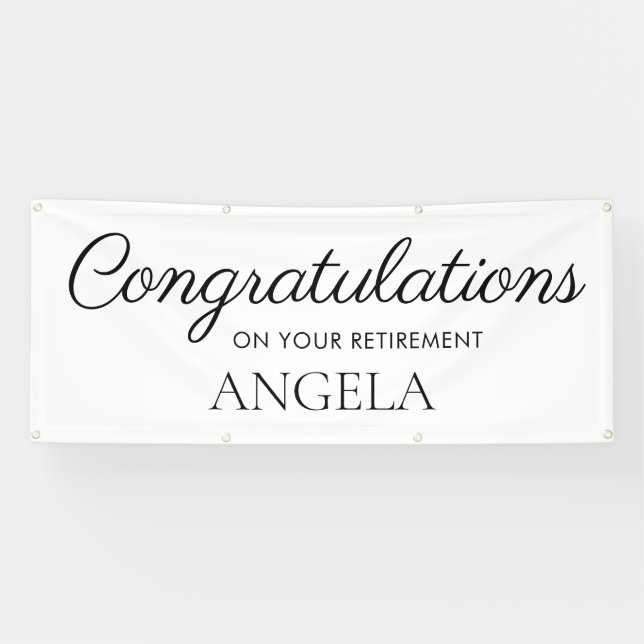 Lona Felicitaciones de Jubilación Blanco Negro (Horizontal)