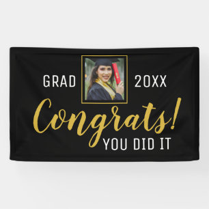 Lona Felicitaciones De Oro Y Negro Que Hiciste Grad 202