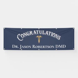 Lona Felicitaciones Dentist Dental Modern Blue Grad