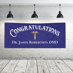 Lona Felicitaciones Dentist Dental Modern Blue Grad