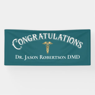 Lona Felicitaciones Dentist Dental Modern Blue Grad Ba