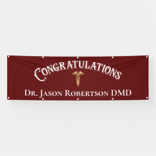 Lona Felicitaciones Dentist Dental Modern Red Grad