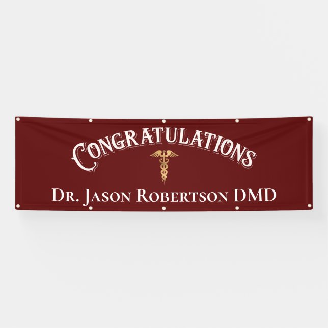 Lona Felicitaciones Dentist Dental Modern Red Grad (Horizontal)