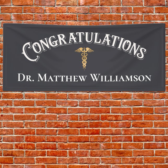 Lona Felicitaciones Elegante Médica Graduación Médica (Subido por el creador)
