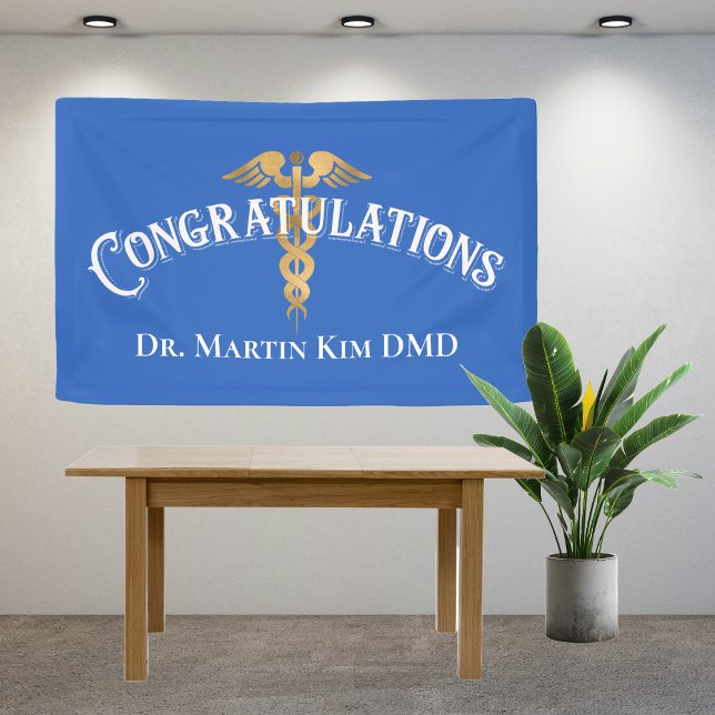 Lona Felicitaciones Elegante Médica Graduación Médica (Congratulations Medical Field Doctor, Dentist, Nurse Party Celebration Banner)