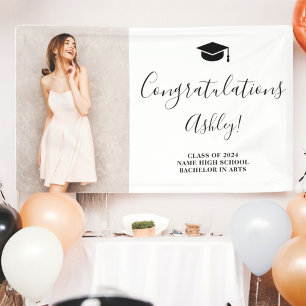 Lona Felicitaciones elegantes y simples de blancos negr