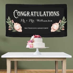 Lona Felicitaciones Flores Elegantes de recepción de bo
