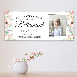 Lona Felicitaciones Foto de retiro Pastel Floral