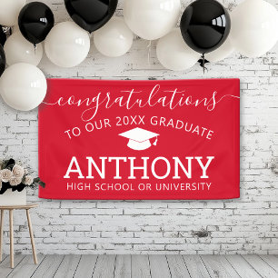 Lona Felicitaciones Grad Graduate rojo blanco virtual
