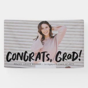 Lona Felicitaciones grad negrita negro una foto graduac
