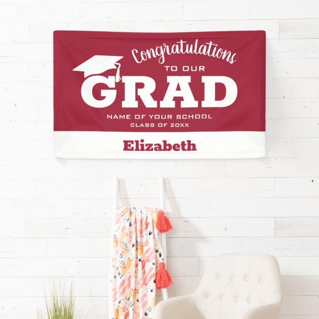 Lona Felicitaciones Grad White por Crimson (In situ)