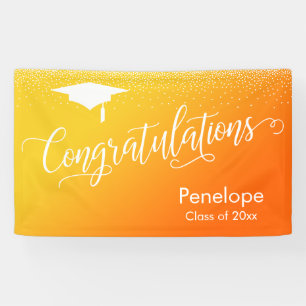 Lona Felicitaciones Graduación Amarillo y Naranja Ombre