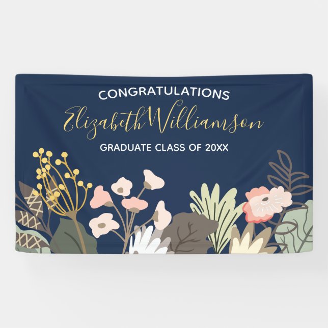 Lona Felicitaciones Graduación Clase de Floral (Horizontal)