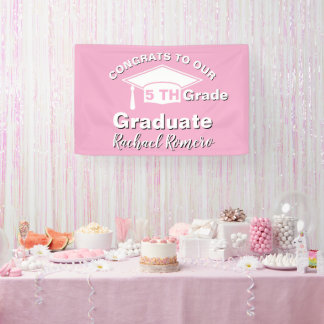 Lona Felicitaciones Graduación de 5to Grado Rosa
