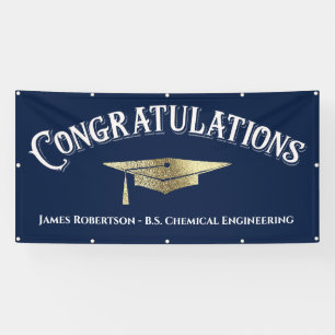 Lona Felicitaciones Graduación de Oro Azul