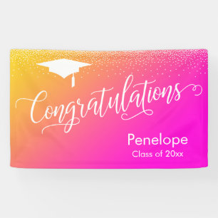 Lona Felicitaciones Graduación degradado rosa amarillo