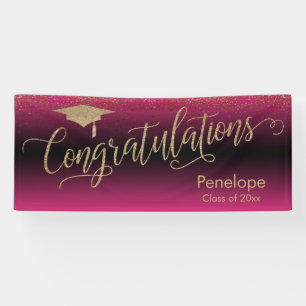 Lona Felicitaciones Graduación Gold Confetti Rosa cali