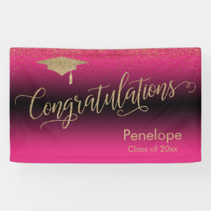Lona Felicitaciones Graduación Gold Confetti Rosa cali