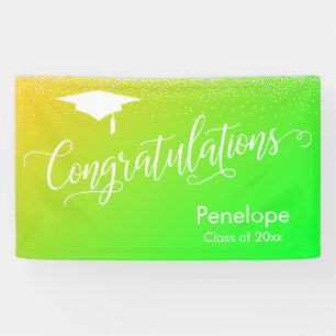 Lona Felicitaciones Graduación Gradiente amarillo y ver