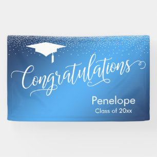 Lona Felicitaciones Graduación Gradiente Azul Ombre