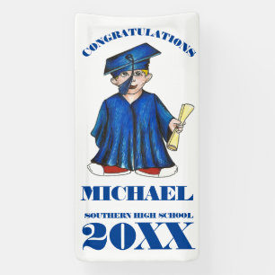 Lona Felicitaciones Graduación Niño Graduado Cap Gown