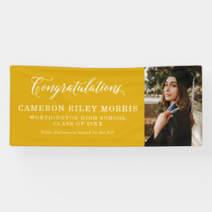 Lona Felicitaciones graduación simple amarilla