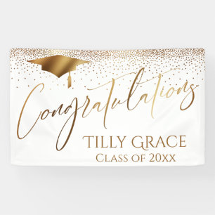 Lona Felicitaciones Graduado, Clase de Confetti de Oro