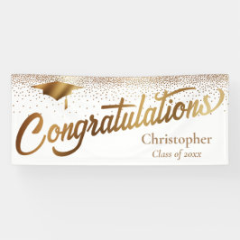 Lona Felicitaciones Graduado, Clase de Oro en Blanco