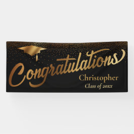 Lona Felicitaciones Graduado, Clase de Oro en Negro