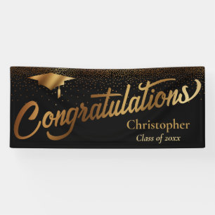 Lona Felicitaciones Graduado, Clase de Oro en Negro