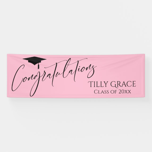 Lona Felicitaciones Graduado Clase de Rosa Claro (Horizontal)
