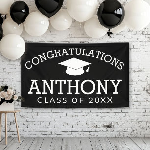 Lona Felicitaciones Graduado PUEDE EDITAR negro