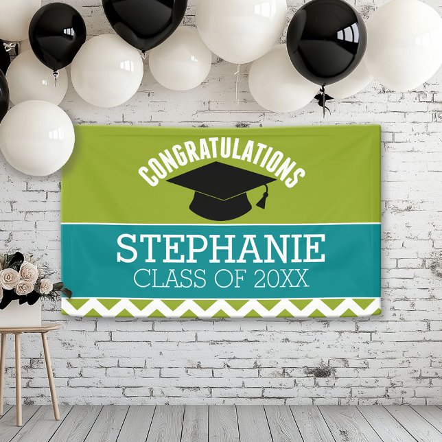 Lona Felicitaciones Graduado - Título de Graduación y T (Custom Graduation Banner for a Grad Party or Open House)
