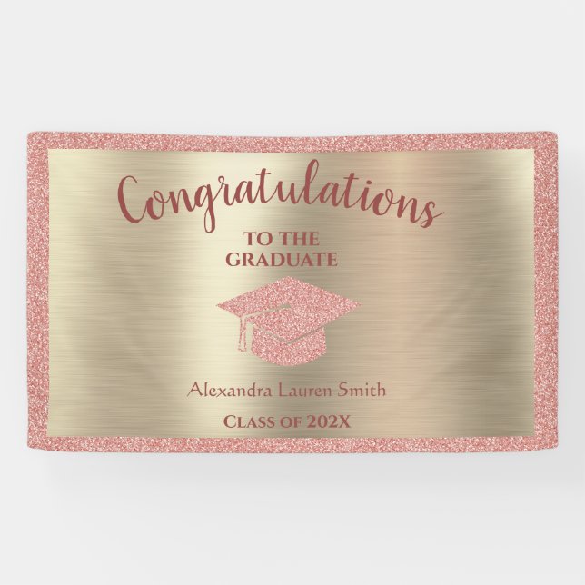Lona Felicitaciones Graduate Class of 2022 Pink Gold (Horizontal)