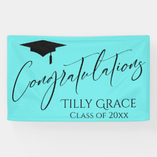 Lona Felicitaciones Graduate Class of Black en Aqua