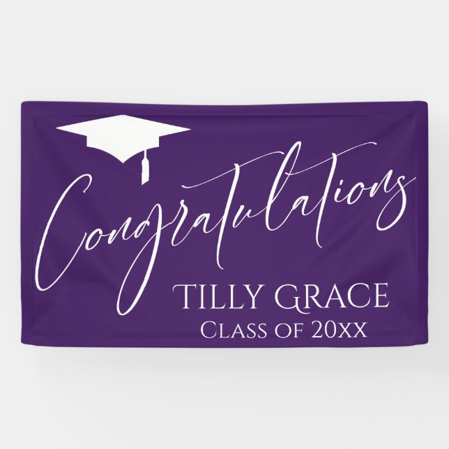 Lona Felicitaciones Graduate Class of Dark Purple (Horizontal)