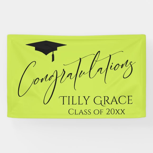 Lona Felicitaciones Graduate Class of Lime Green (Horizontal)