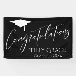 Lona Felicitaciones Graduate Class of White on Black
