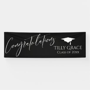 Lona Felicitaciones Graduate Class of White on Black