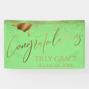Lona Felicitaciones Graduate Gold Confetti Light Green