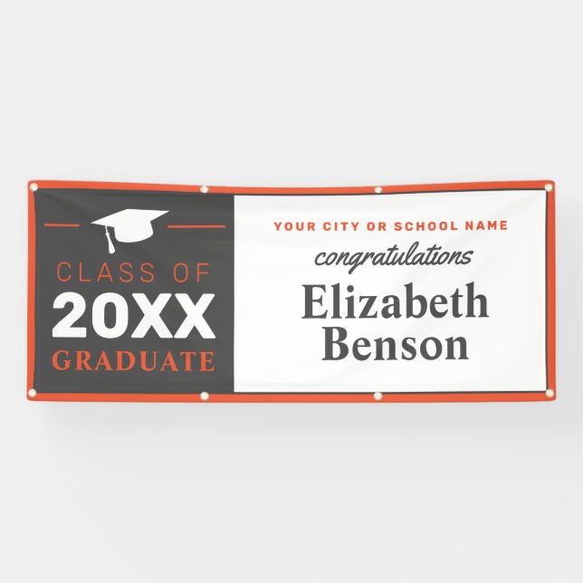 Lona Felicitaciones Graduate Personalizado Banner Naran (Horizontal)