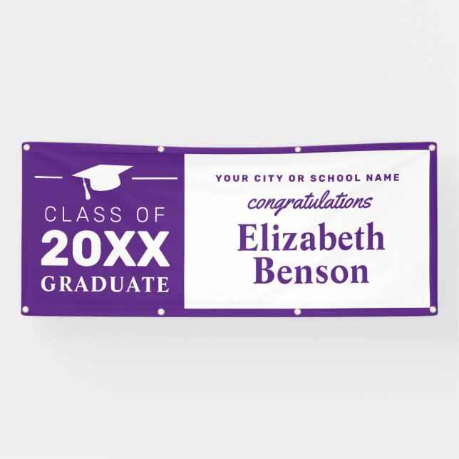 Lona Felicitaciones Graduate Personalizado Banner Purpl (Horizontal)