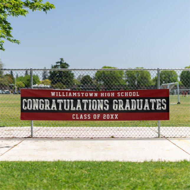 Lona Felicitaciones Graduates Dk Red | Negro | Plata (In situ)