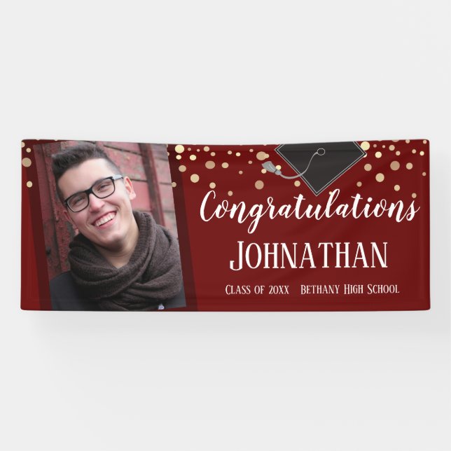 Lona Felicitaciones Graduation Wine Confetti Photo (Horizontal)