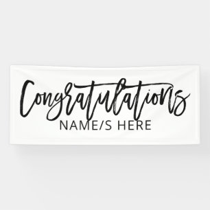 Lona Felicitaciones manuscritas en negro y blanco mínim