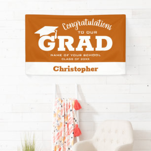 Lona Felicitaciones modernas Grad White a Naranja quema