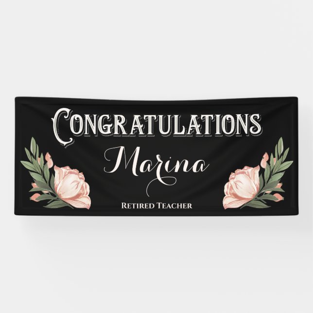 Lona Felicitaciones Monograma de Jubilación de Flores E (Horizontal)