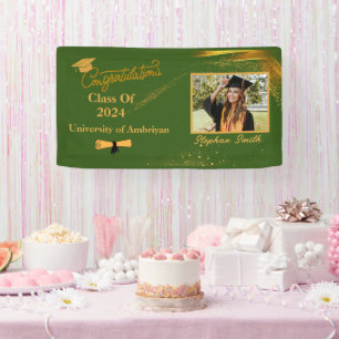 Lona Felicitaciones personalizadas: verde y oro moderno